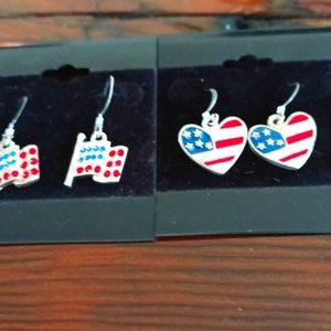 Two pairs of Americn Flag earrings